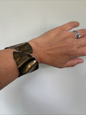 Wavy Sculptural Metal Cuff hinged Bracelet